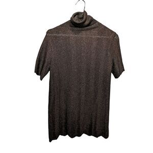 Paolo Bizzini brown knit sheer metallic cowl neck scalloped hem top size IT 40